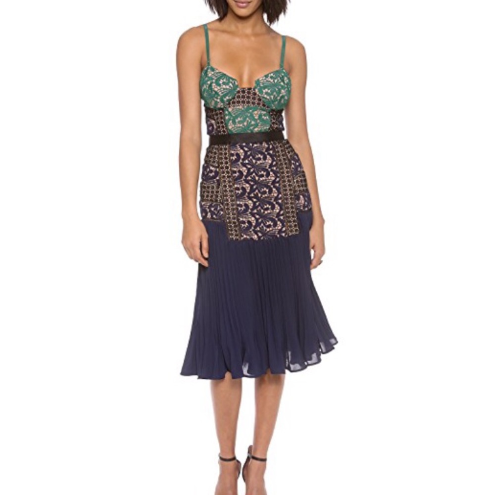 Self Portrait Pleated Midi Dress